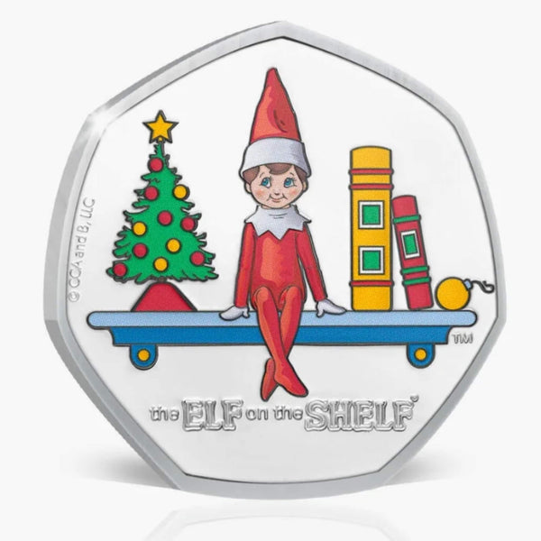 Elf on the Shelf Coloured Coin in Christmas Card Coin The Elf on The Shelf