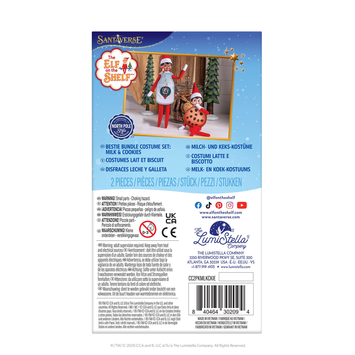 The Elf on the Shelf® Claus Couture Collection® Bestie Bundle Costume Set: Milk & Cookies