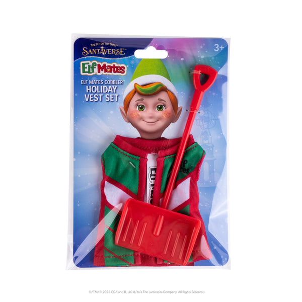 The Elf on the Shelf® - Elf Mates® Holiday Vest Set, Green Vest/Red Shovel